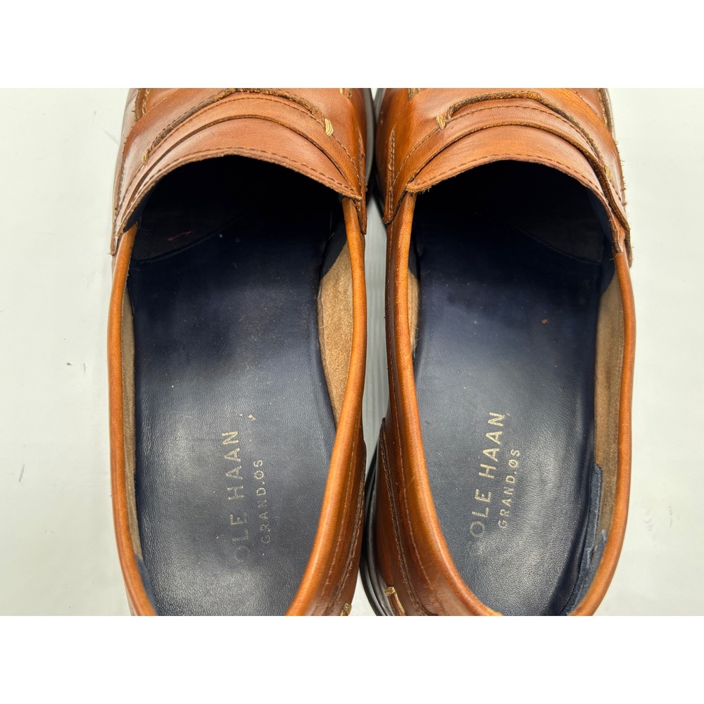 Cole Haan Grand.OS Men's 10 M Brown Leather Penny Loafers Dress Casual Shoes - Picture 4 of 16
